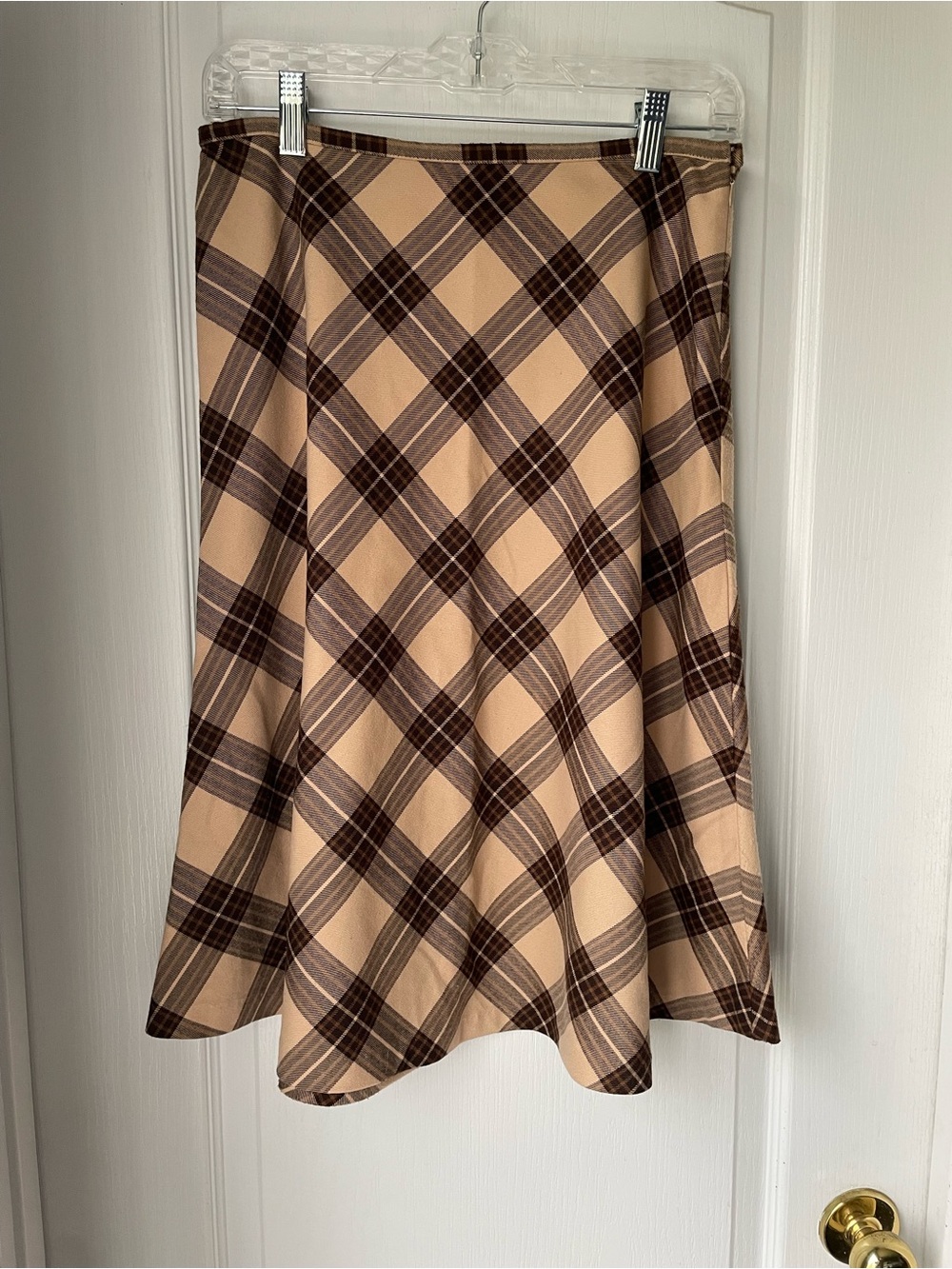 Plaid A-Line Midi Skirt